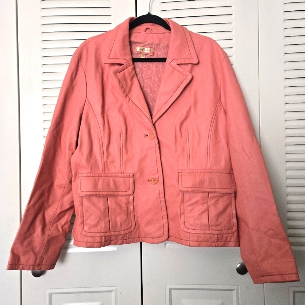 Wilson Women Leather Jacket Pink Size XXL